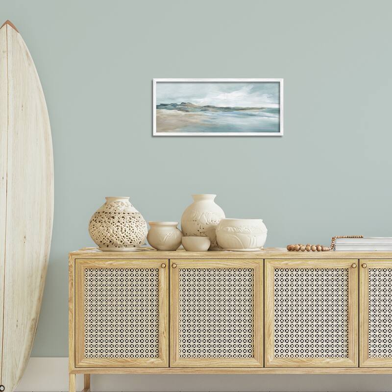 Stupell Blue Gradient Beach Scene Framed Giclee Art Design By Carol Robinson