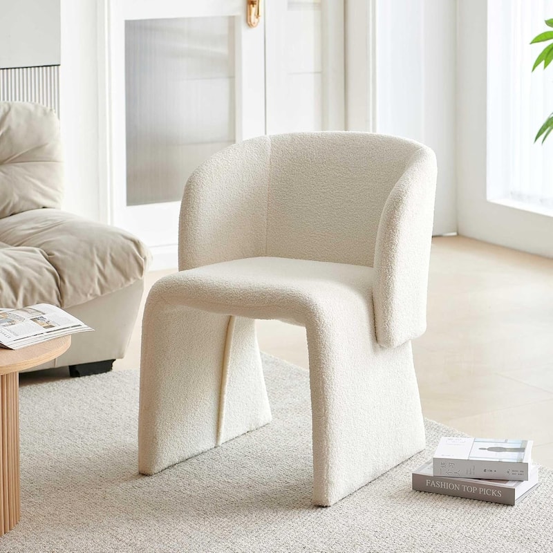 Howtai Barrel Dining Sofa Chairs Upholstered-Fully Wrapped - 1 Chair - Off White