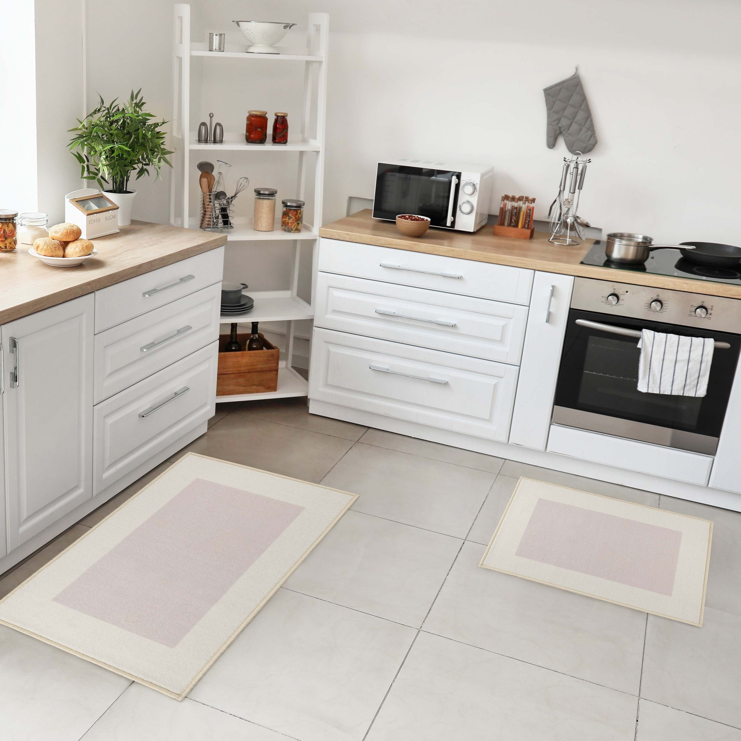Modern Washable Non-Slip Backing 2 Piece Kitchen Rug Set by Superior