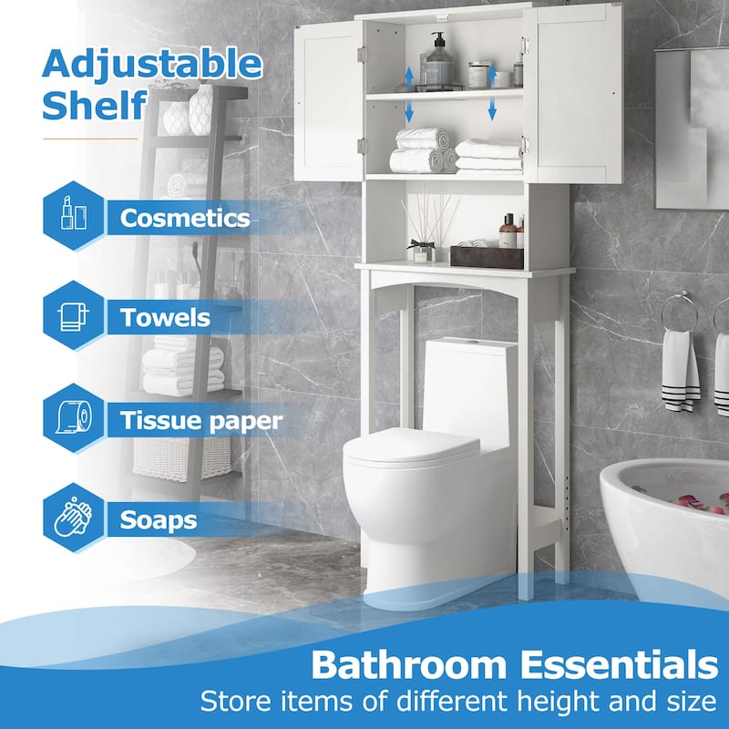 Toilet Storage with Adjustable Shelf, Bathroom Space Saver