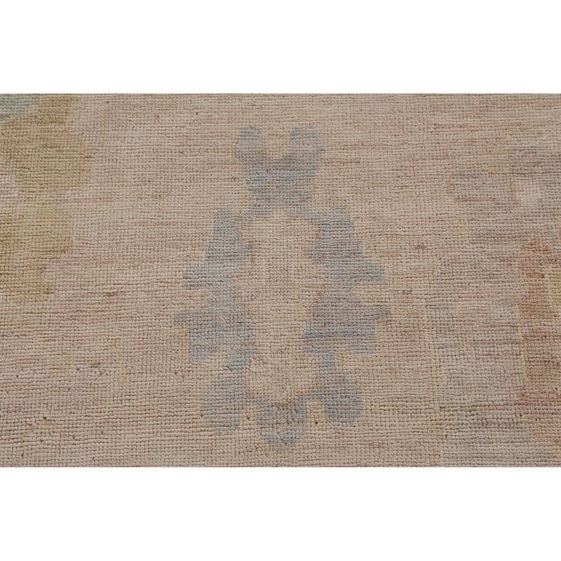 Hand Knotted Oriental 100% Wool Carpet Transitional All-Over Beige & Ivories Oushak Area Rug - 13' 8'' X 10' 1''