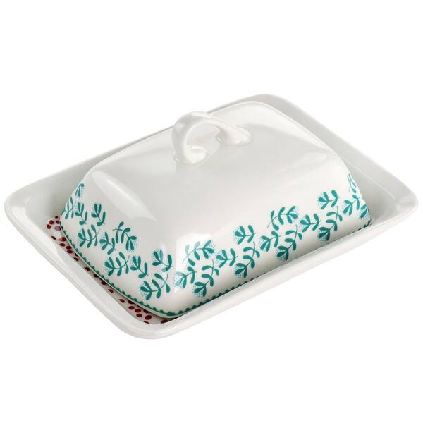 Gibson Home Village Vines 2 Piece Fine Ceramic Butter Dish Bed Bath