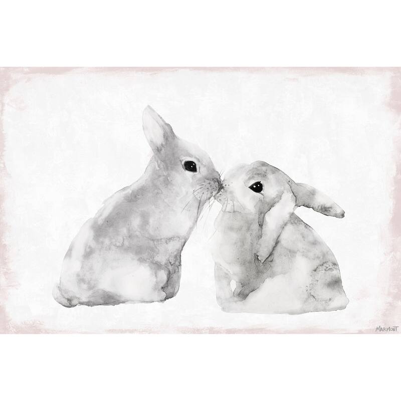 'Bunny Sweethearts' Painting Print on Wrapped Canvas