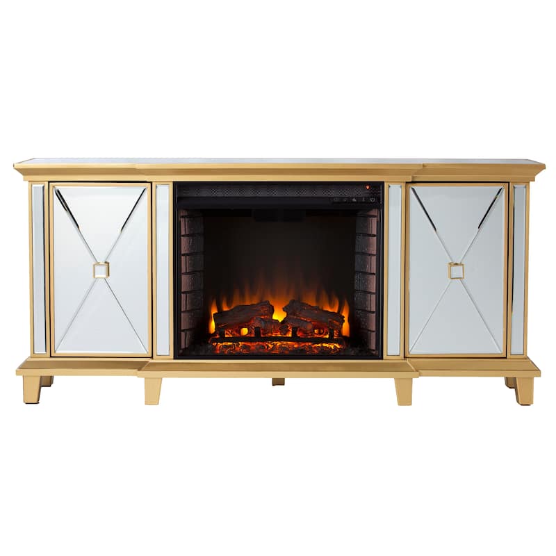 SEI Furniture Talmar Mirrored Fireplace Media TV Stand for TV's up to 62"