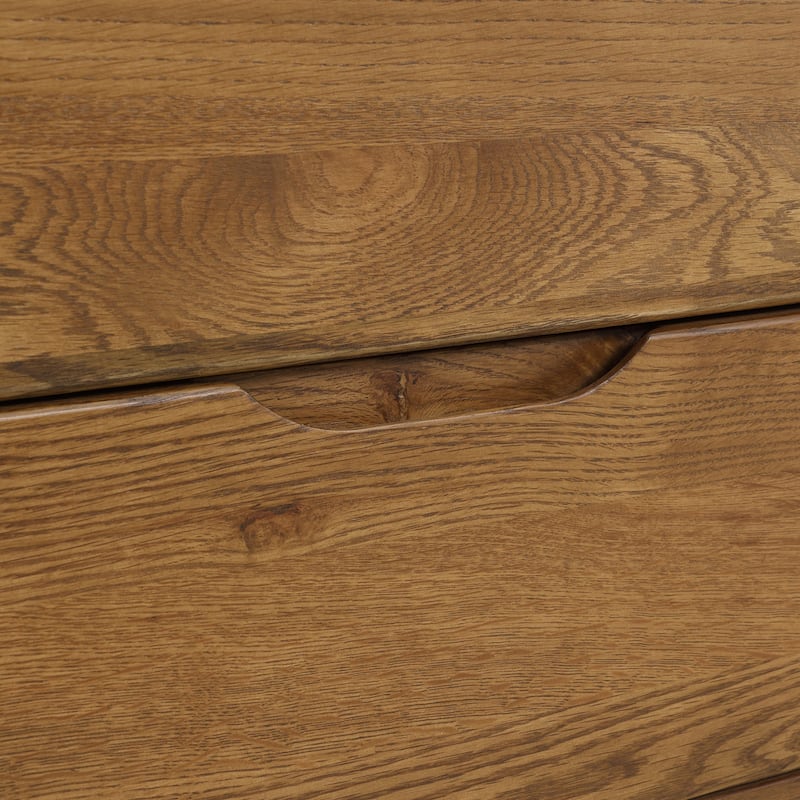 Aldo Solid Oak Wood 4 Drawer Dresser with Open Shelves 59" x 20" x 33"