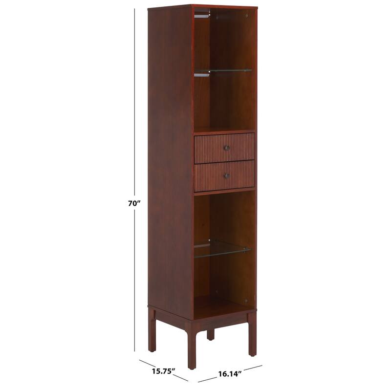 SEI Furniture Clairville Curio Bookcase Display Shelf - 16"W x 16"D x 70"H