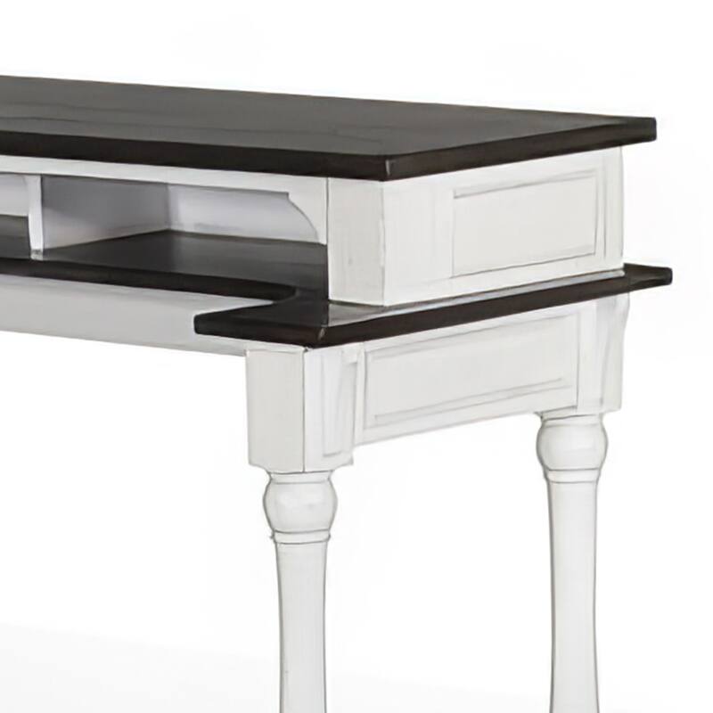 Orso Console Table, 76 Inch Rectangular Brown Top, White Mahogany