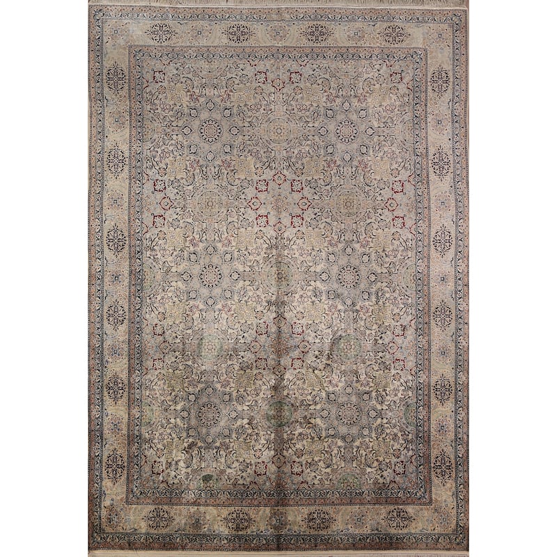Handmade Silk Nain Persian Area Rug Oriental Carpet - 7'5"x 10'9"