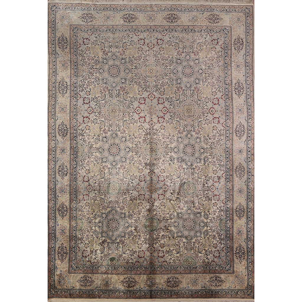 Handmade Silk Nain Persian Area Rug Oriental Carpet - 7'5"x 10'9"