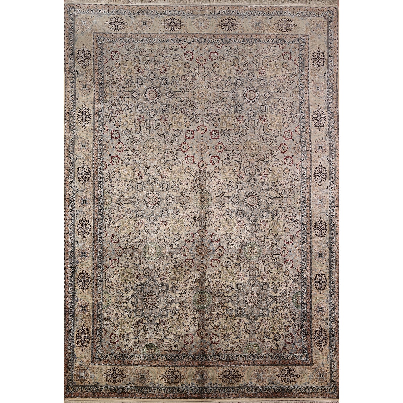 Handmade Silk Nain Persian Area Rug Oriental Carpet - 7'5"x 10'9"