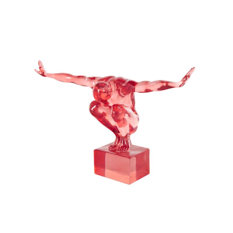 Resin Tinted Posing People Decorative Sculpture - Green Or Blue or Pink