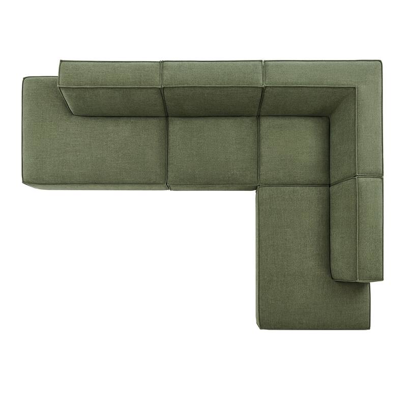 Restore 4-Piece Performance Fabric Upholstered Modular L-Shaped Armless Sectional Sofa