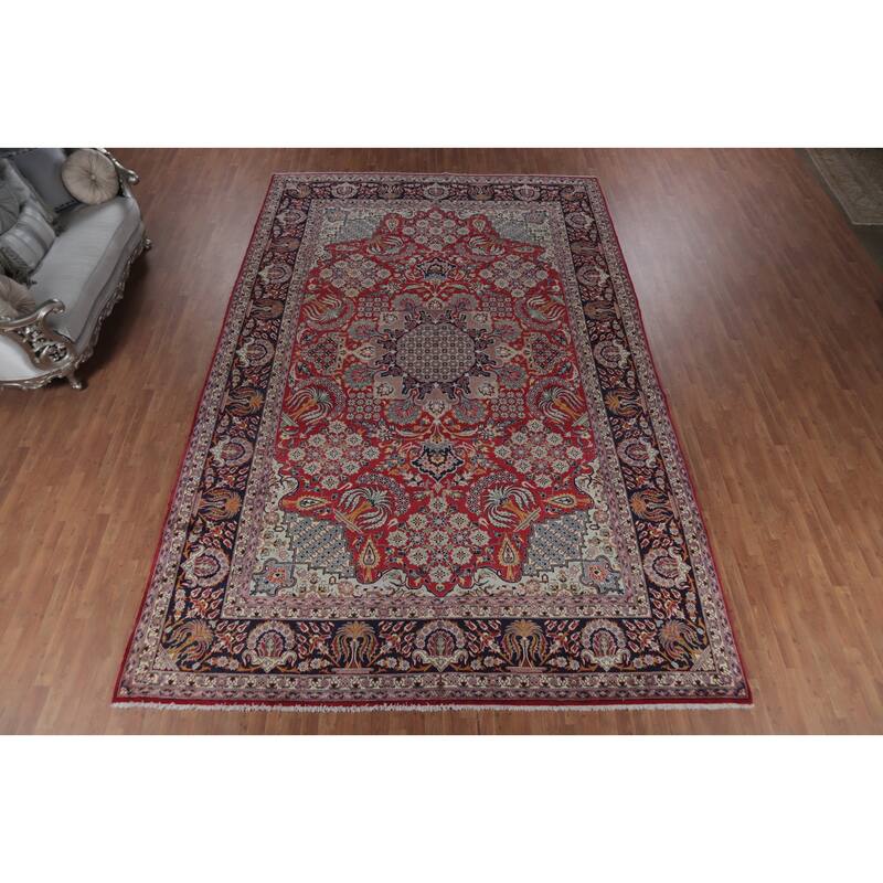 Hand Knotted Oriental 100% Wool Carpet Traditional Floral Red Najafabad Area Rug - 16' 2'' X 10' 3''