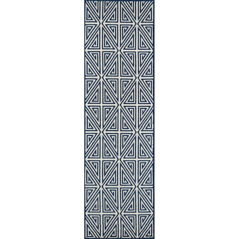 Momeni Baja Diamonds Indoor Outdoor Rug - 2'3" x 7'6" Runner - Navy