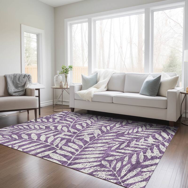 Machine Washable Indoor/ Outdoor Chantille Palm Rug