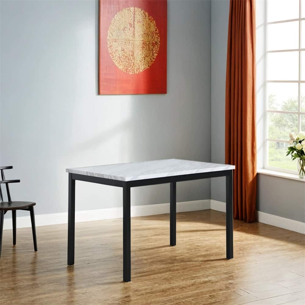 Metal Dining Table with Laminated Faux Marble Top