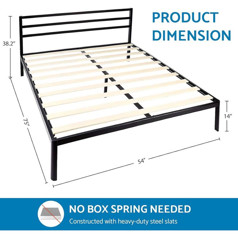 Full Bed Frame, Metal Platform Bed Frame with Steel Slat Support,Under Foundation Storage,No Box Spring Needed, Easy Assembly