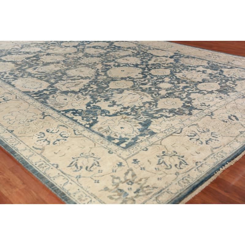 Blue Vegetable Dye Ziegler Oriental Area Rug Hand-Knotted Wool Carpet - 8'4"x 9'9" - 8'4"x 9'9" - Blue
