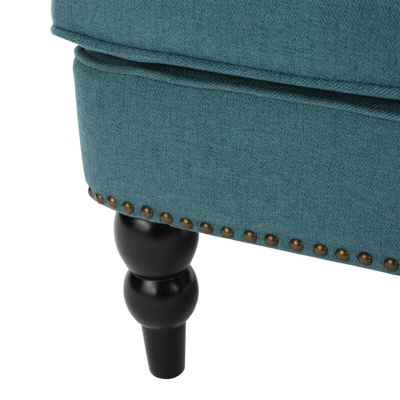 Modern 28" Upholstered Button Tufted Club Chair with Rubber Wood Legs and Nailheads