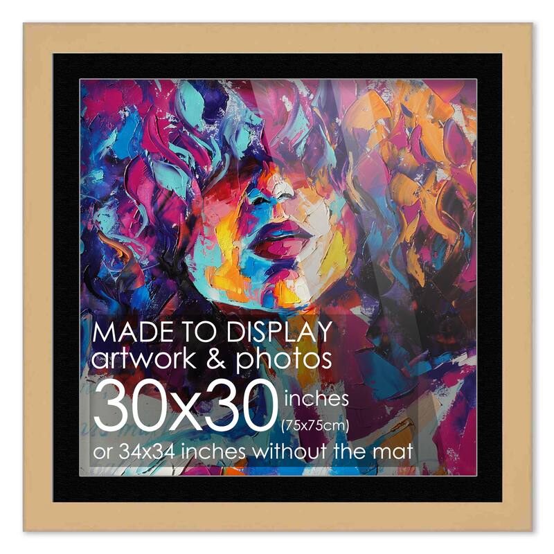30x30 Frame Natural Matted for 30x30 Picture or 34x34 Art Poster