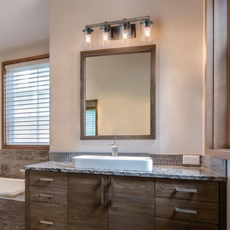 Havenside Home Modern Farmhouse 4-Light Clear Glass Vanity Light Wall Sconces