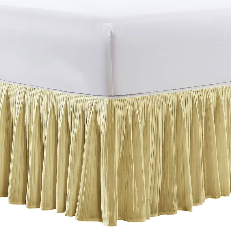 Serenta Pleated Bedskirt 18" Drop - 32 Color Options - King - Beige