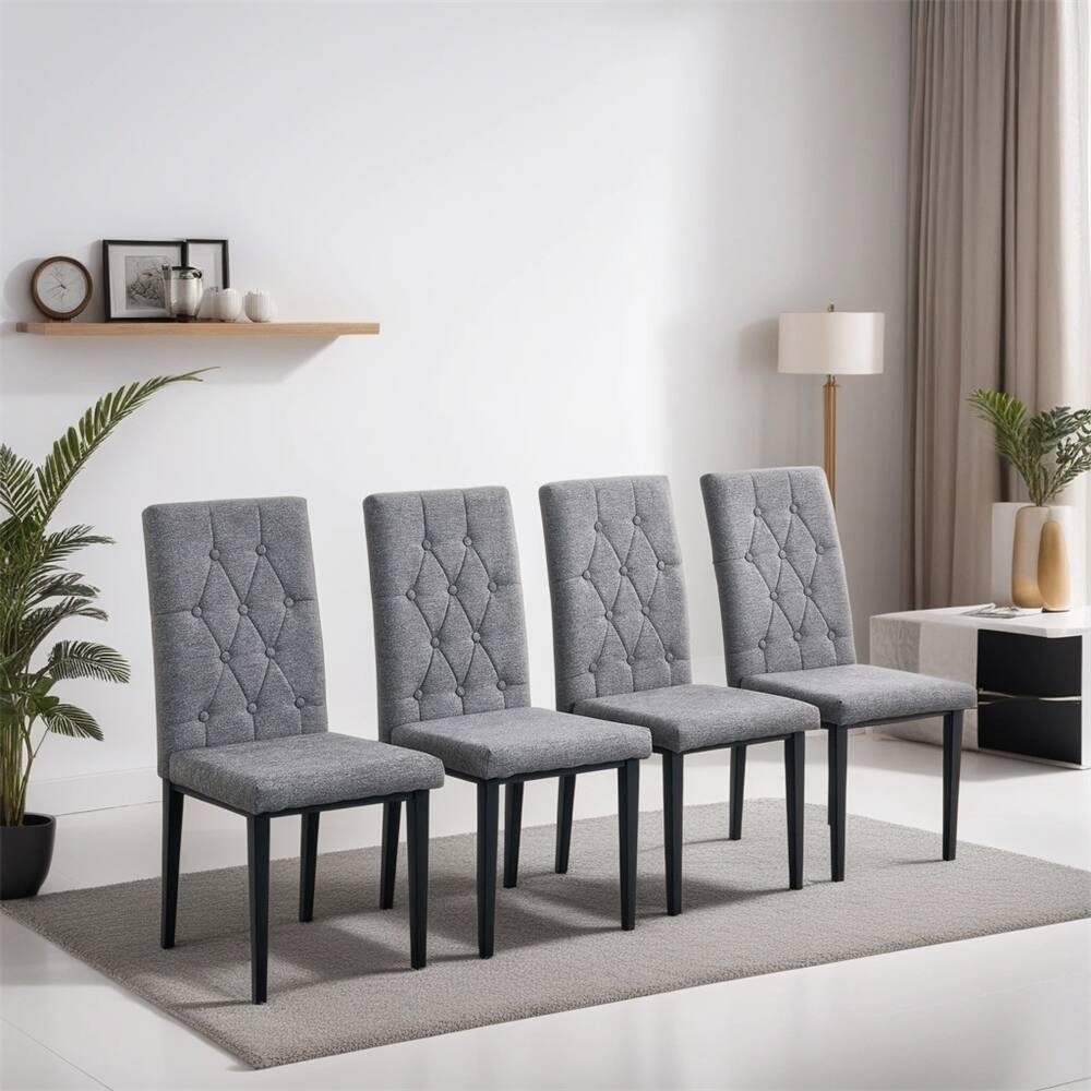Linen Tufted Dining Room Chairs,Accent Diner Chairs,Kitchen Chairs4pcs