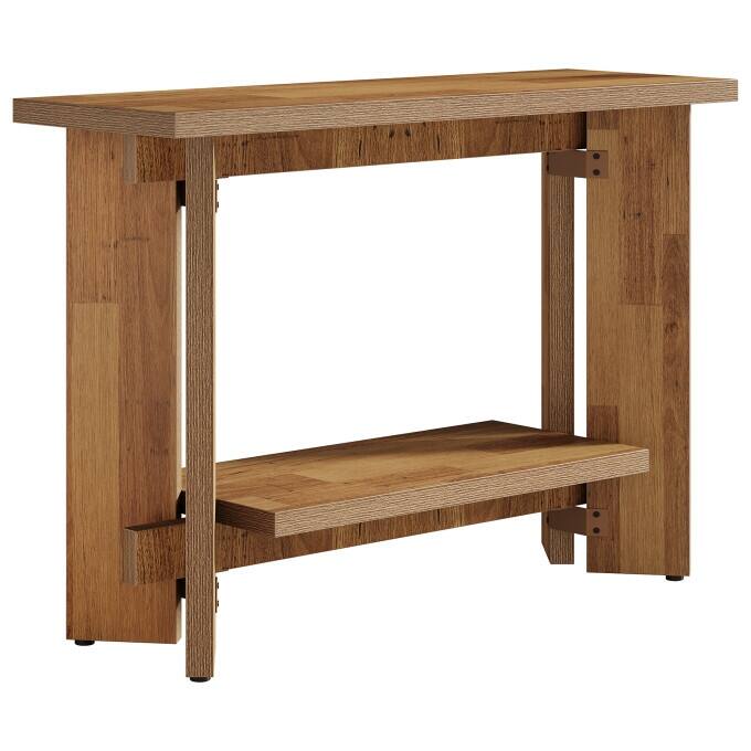 Rustic 2-Tier Console Table, 41-Inch Narrow Entryway table with Shelf