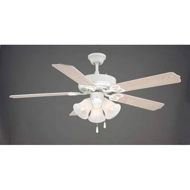 Volume Lighting V6153 5 Blade 52" Indoor Ceiling Fan with 3-Light - White - White