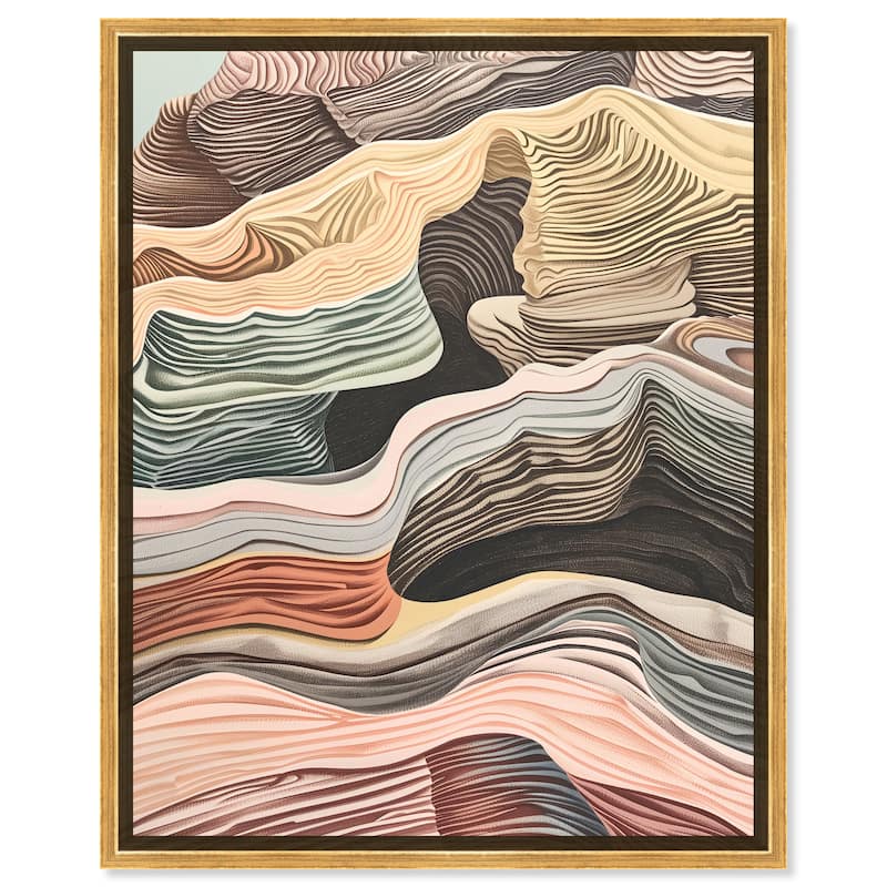 Art Remedy Coyote Tan Framed Boho Abstract 1 Piece Canvas Wall Art - 37 x 46 - Gold