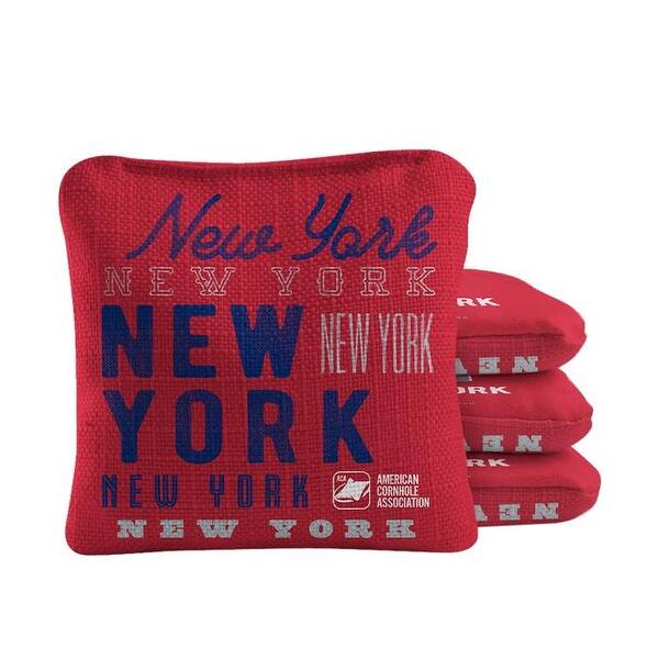 slide 2 of 4, New York Football Red Dual Sided Cornhole Bags