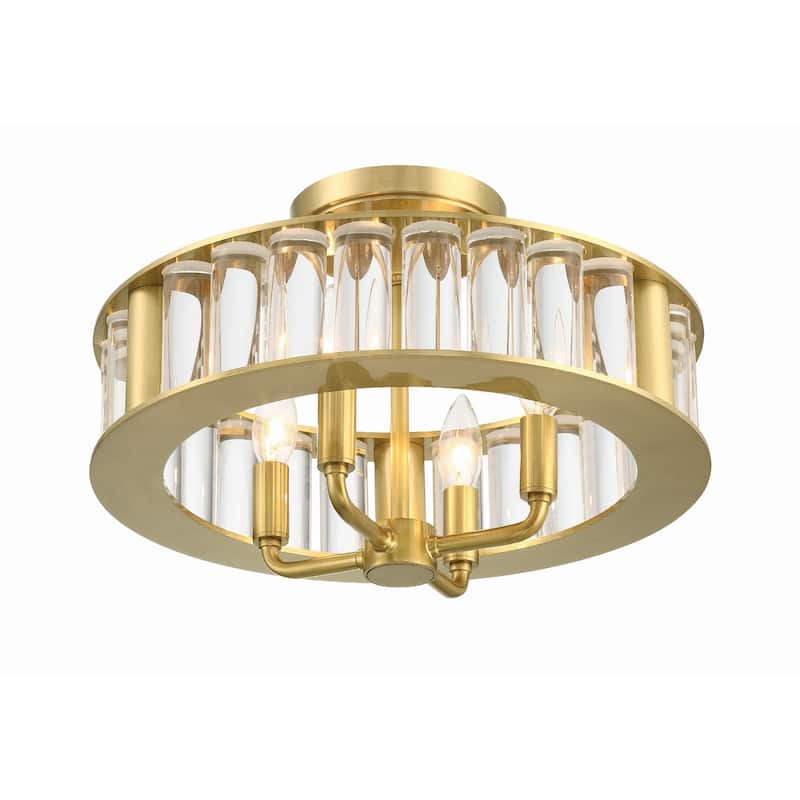 Libby Langdon for Crystorama Farris 4 Light Aged Brass Ceiling Mount - 16.5"W x 10.5"H x 16.5"D