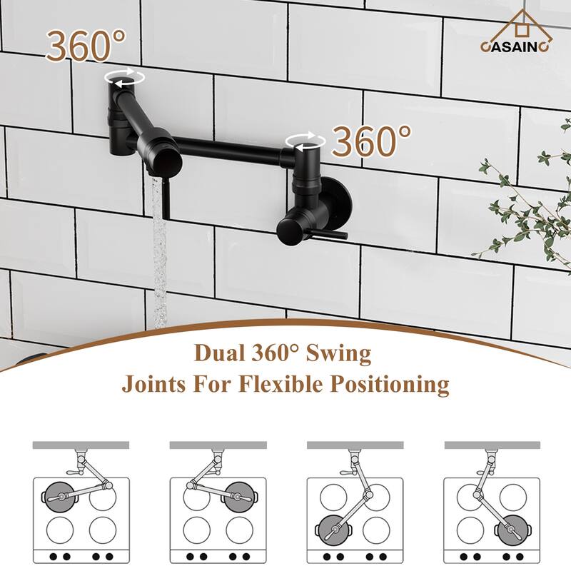 1.8 GPM Wall Mounted Mount Pot Filler Kitchen Faucet