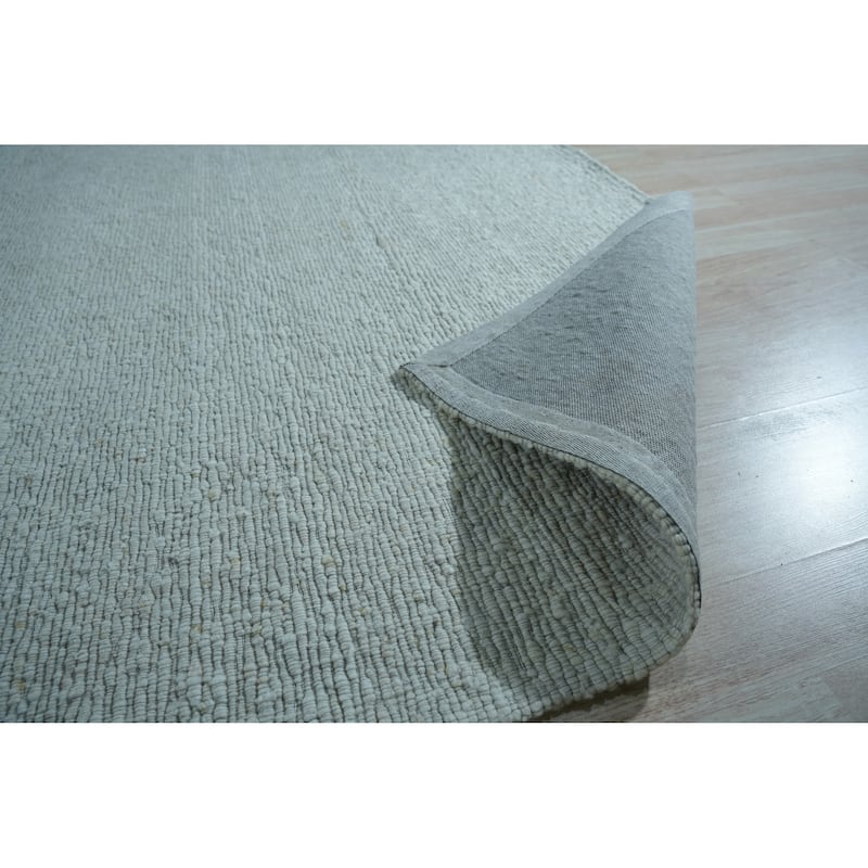 Home Décor Ivory Hand-Knotted Wool Modern Flat Rug by EORC | Stylish and Elegant Area Rug for Adding Contemporary
