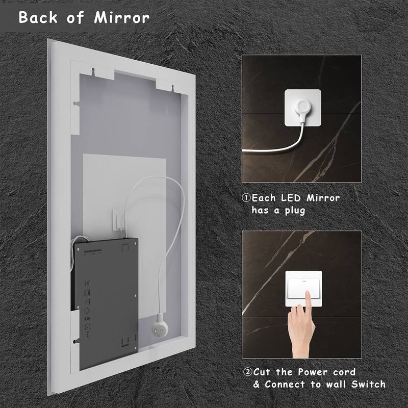 KIOTEE Frameless Front lit LED Lighted Anti-Fog Tempered Glass Bathroom Vanity Mirror with ETL and 3-Year Warranty