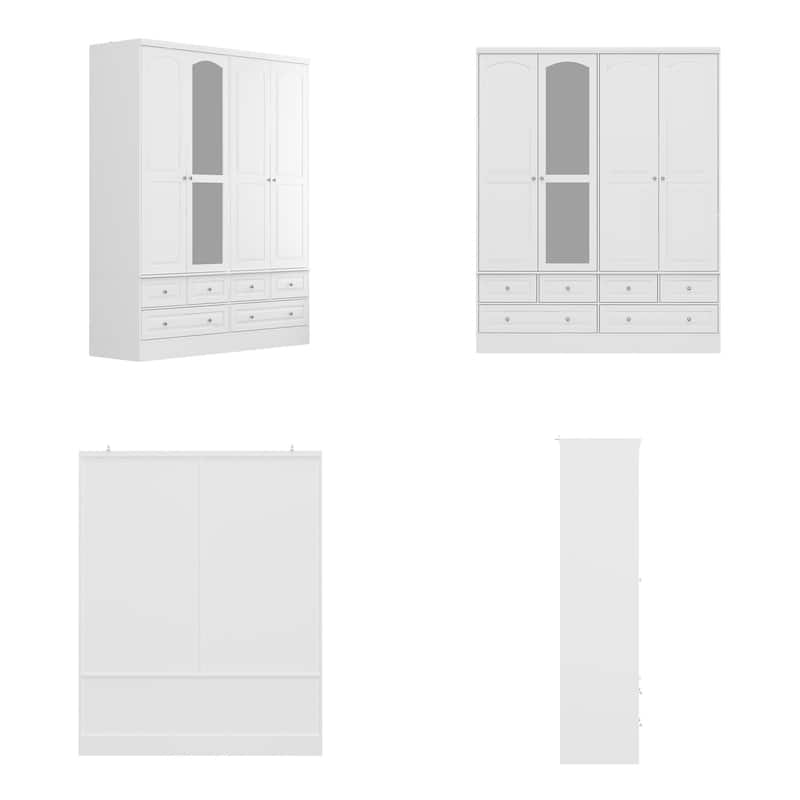 Modular Majesty Double Wardrobe Mirror-Front Storage Closet Armoires