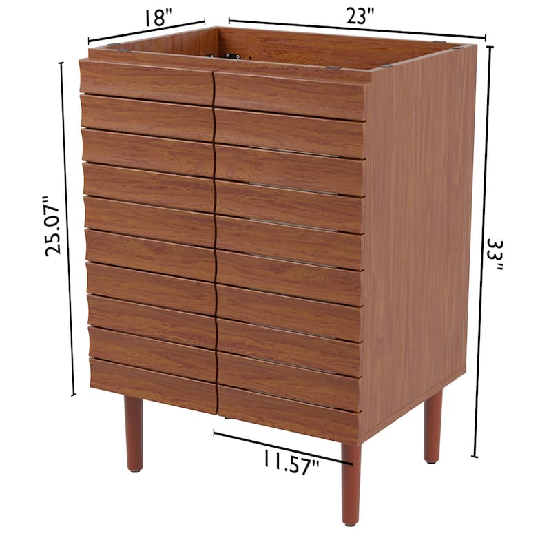 Calandre Thick Linear Slat Modern Farmhouse 2-Shelf Bath Vanity Cabinet Only (Sink Basin not Included), by JONATHAN Y