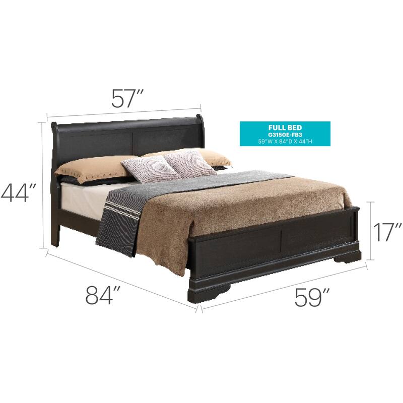 Black Full Bed with Transitional Style, Strong Build and Bold Finish for Comfortable and Stylish Bedroom Retreats