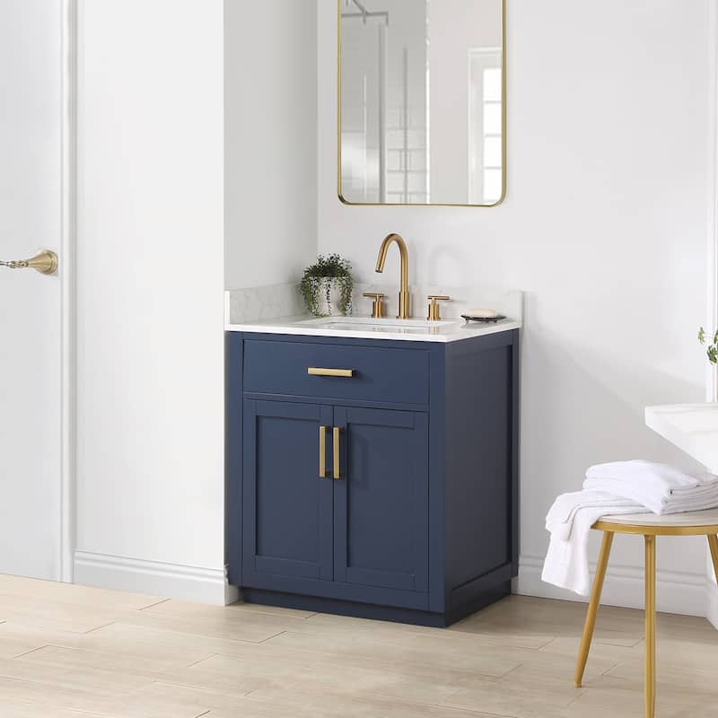 Altair Gavino Bath Vanity with Grain White Composite Stone Top, no Mirror