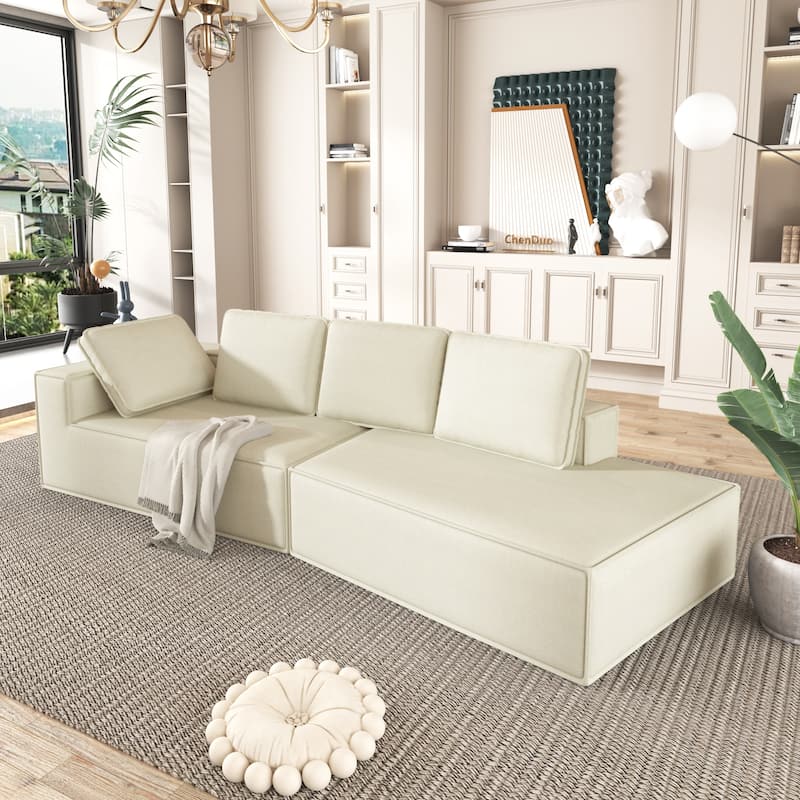 125" Stylish 4-Seater Chaise Lounge Sofa, Modern Indoor Sleeper for Cozy Living Room Relaxation