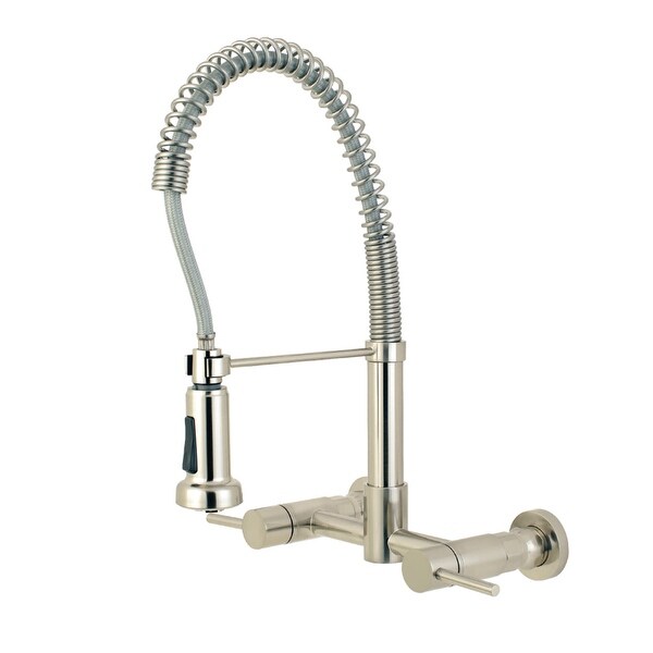 Kingston Brass GS818.DL Concord 1.8 GPM Wall Mounted Bridge Pull Down Kitchen Faucet