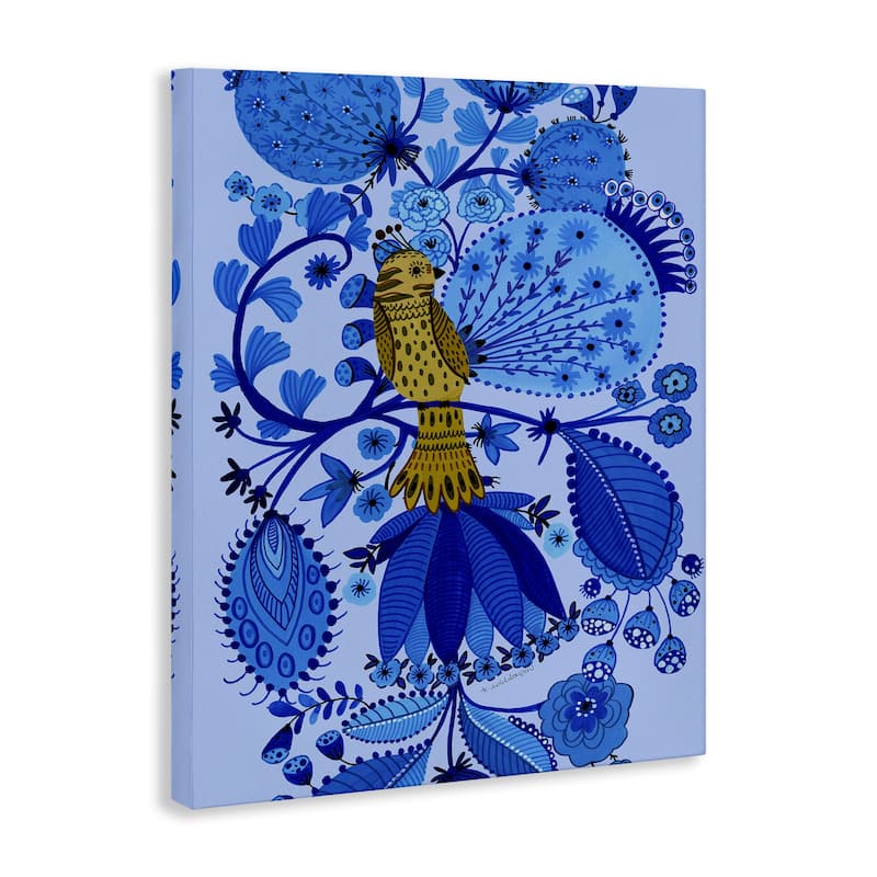Stupell Folk Inspired Whimsical Bird Canvas Wall Art Design By Kay Widdowson