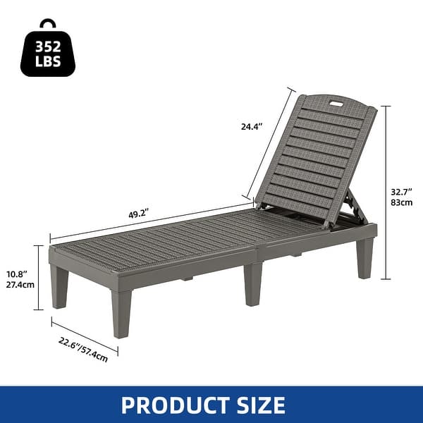 dimension image slide 6 of 15, Outdoor Chaise Lounge Chairs (Set of 2) with Adjustable Backrest