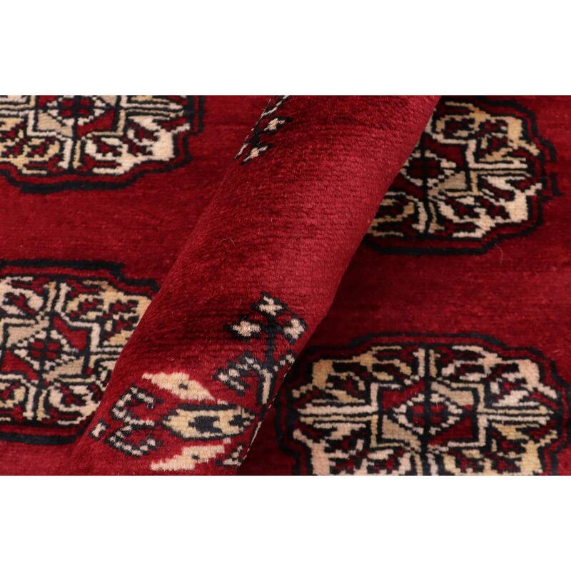 Tribal Bokhara Rush Red/Beige Hand Knotted Wool Rug - 6'0'' x 8'4''
