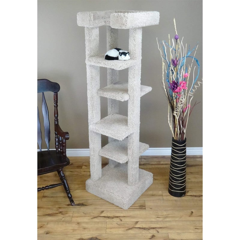 Solid Wood 4-Level Cat Tree with Spacious Platforms and Sisal Scratching Posts for Indoor Cats