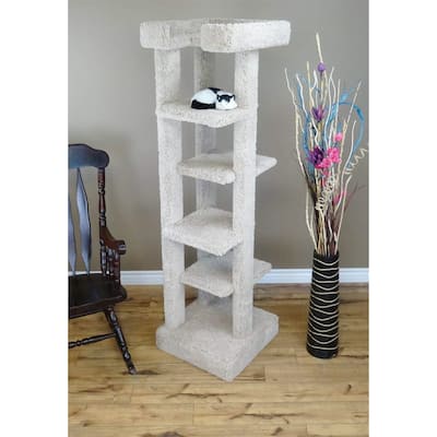Solid Wood 4-Level Cat Tree with Spacious Platforms and Sisal Scratching Posts for Indoor Cats