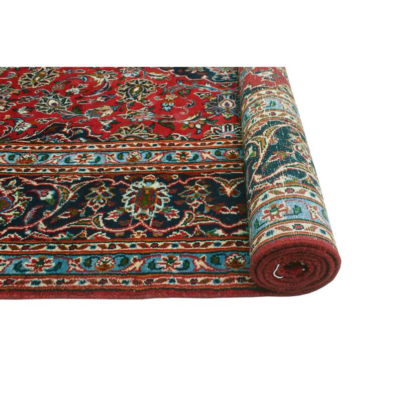 Fine Vintage Distressed Ernie Red/Navy Rug - 6'5" x 9'4"