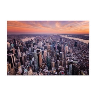 New York NYC Skyline Aerial Sunset Photography Art Print/Poster - Bed ...