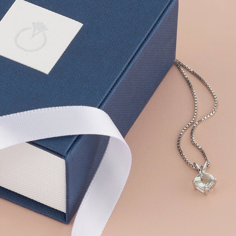 14k White Gold 0.74 ct Green Amethyst Pendant Necklace