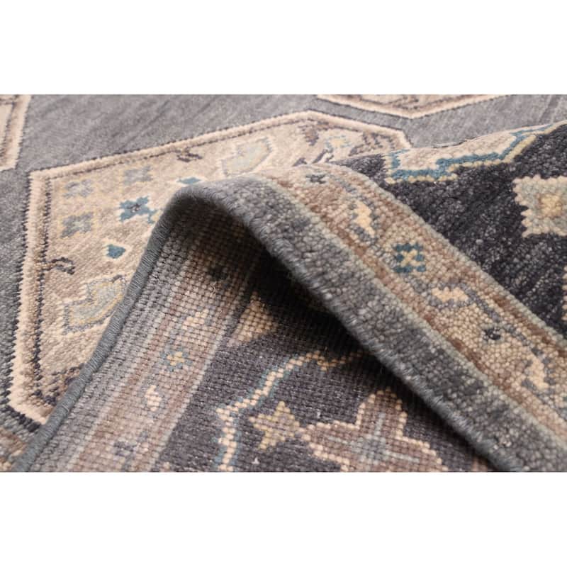 ECARPETGALLERY Hand-knotted Finest Agra Jaipur Dark Grey Wool Rug - 7'8 x 9'7